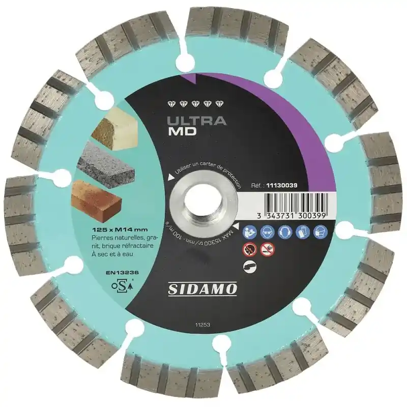 Disque Diamant et Carbure à segment ULTRA MD 125mm Tronçonnage matériaux durs SIDAMO 11130039 Quantité Limitée