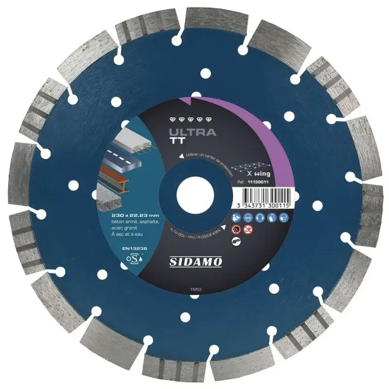 Disque Diamant à segment 115 mm ULTRA TT Tronçonnage béton SIDAMO 11130011 Soldes