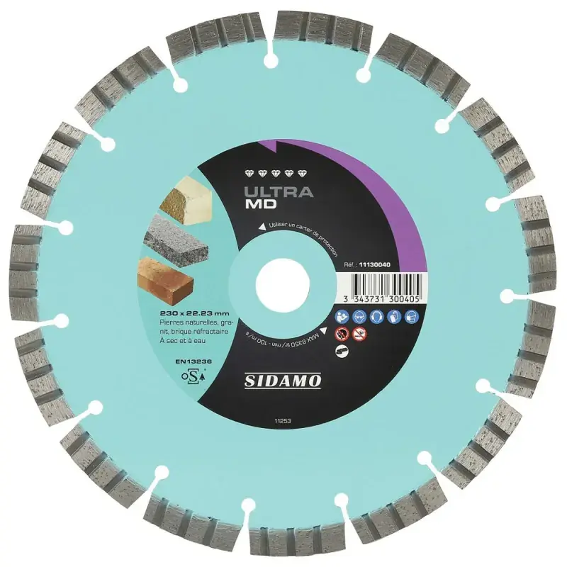 Disque Diamant et Carbure à segment ULTRA MD 230 mm Tronçonnage matériaux durs SIDAMO 11130040 Retour Gratuit