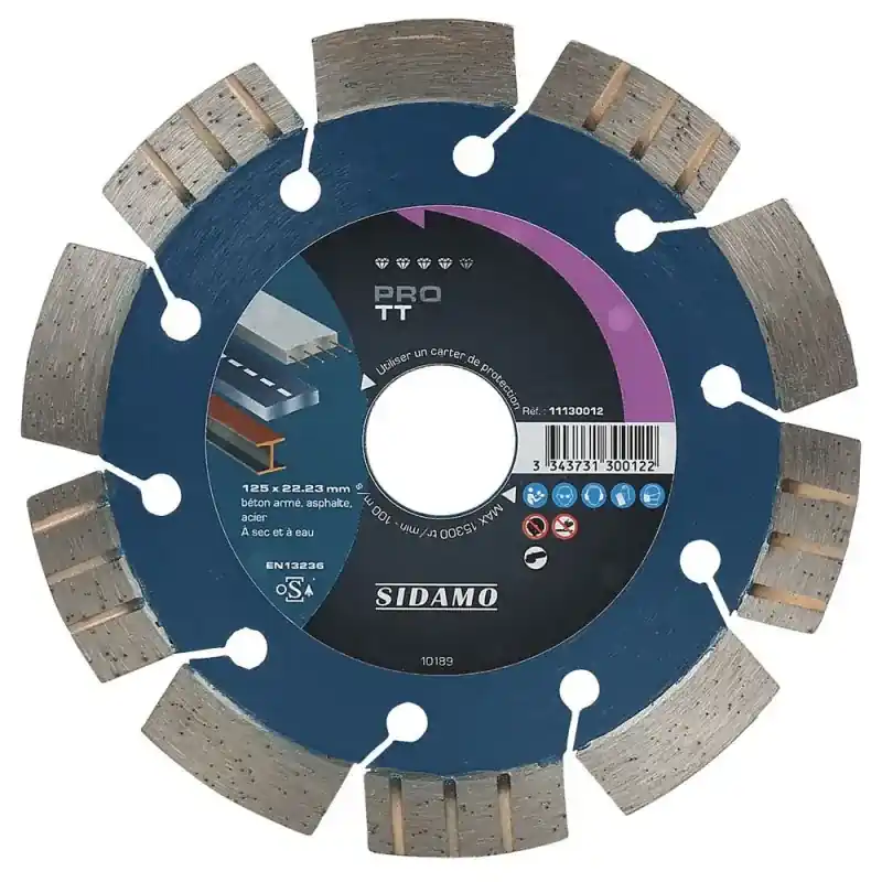 Meilleure Vente Disque Diamant à segment PRO TT 125 mm Tronçonnage béton/Asphalte/Acier SIDAMO 11130012