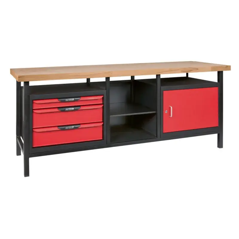 Top Vente Etabli d’atelier professionnel Extra long 1 porte et 3 tiroirs KS TOOLS 865.0210