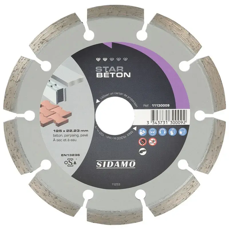 Disque Diamant à segment 125 mm STAR BETON Tronçonnage béton SIDAMO 11130009 Promotion Saisonnière