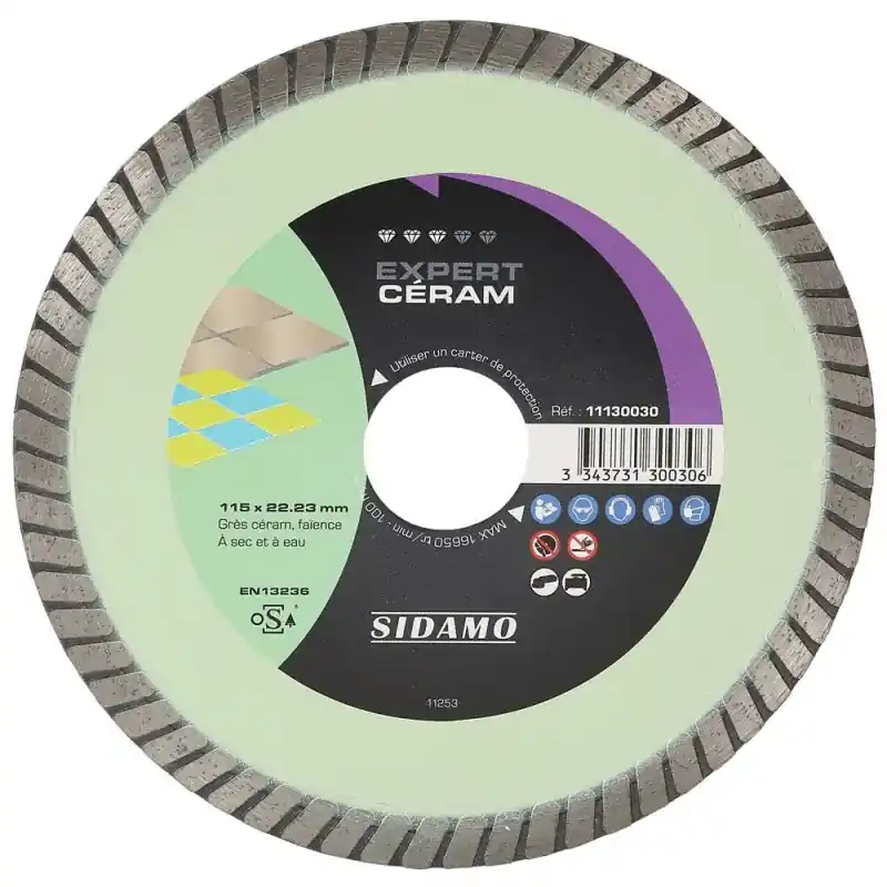 Disque Diamant et Carbure à couronne continue 115 mm EXPERT CERAM SIDAMO 11130030 Solde