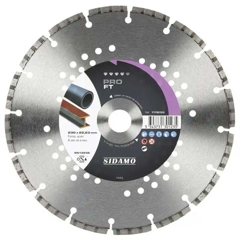 Disque Diamant et Carbure à segment SIDAMO PRO FT 230mm Tronçonnage fonte SIDAMO 11130123 Offre Exclusive