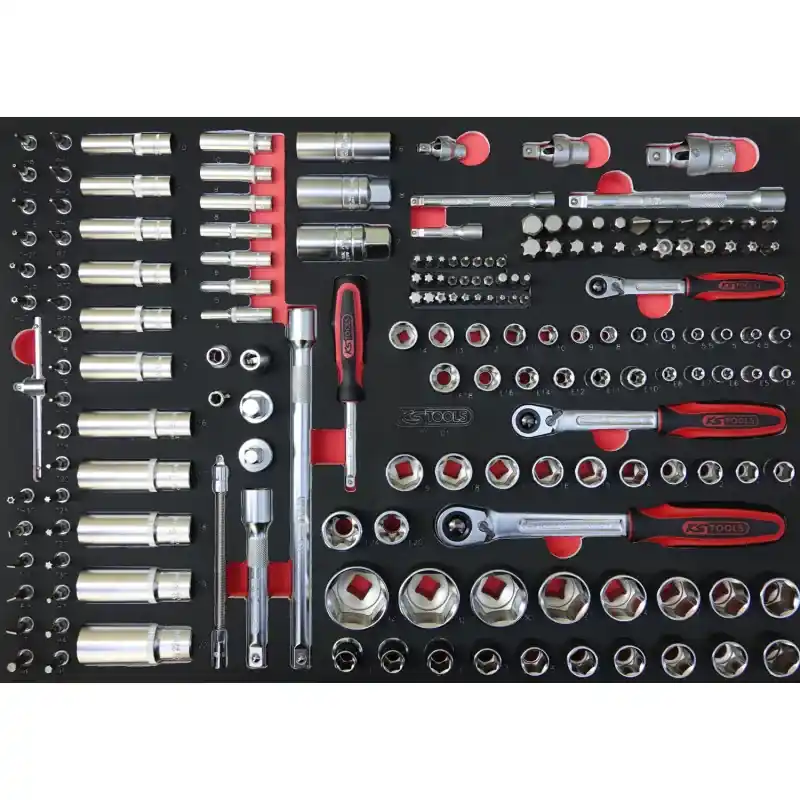 Module de douilles et accessoires 1/4‘‘ - 3/8‘‘ - 1/2", 175 pièces KS TOOLS 711.1011 Offre Spéciale