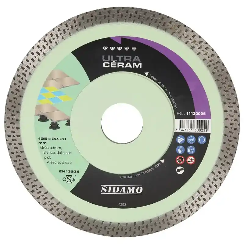 Commande En Gros Disque Diamant et Carbure à couronne continue 125 mm ULTRA Ceram SIDAMO 11130025