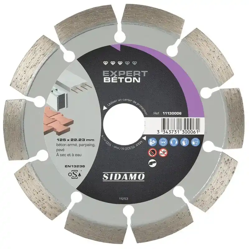 Solde Disque Diamant à segment 125 mm EXPERT BETON Tronçonnage béton SIDAMO 11130006