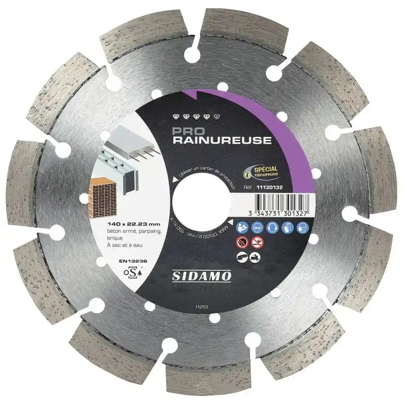 Usine Directe Disque Diamant à segment 140 mm PRO RAINUREUSE Tronçonnage béton SIDAMO 11130132