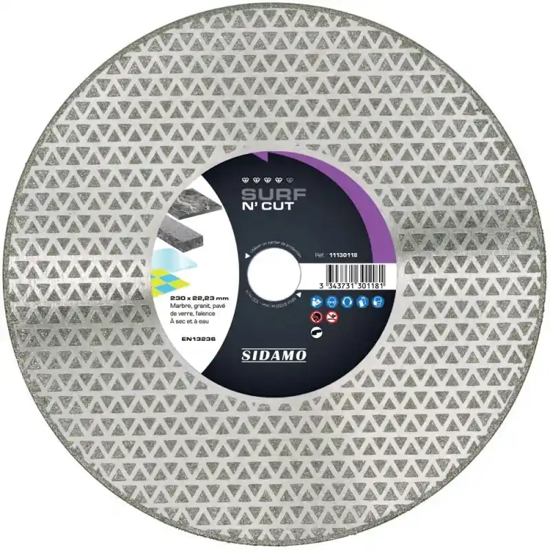 Commander Vite Disque Diamant et Carbure à segment 230 mm SURF N‘CUT alésage 22,23 SIDAMO 11130118