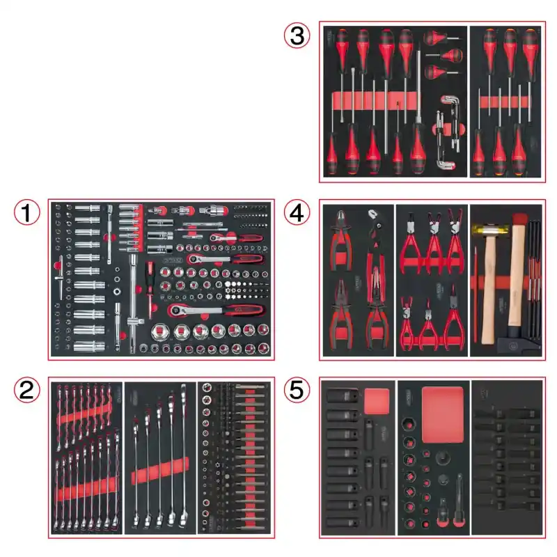 Expédié Aujourd'hui Composition d‘outils 5 tiroirs pour servante, 384 pièces KS TOOLS 714.0380