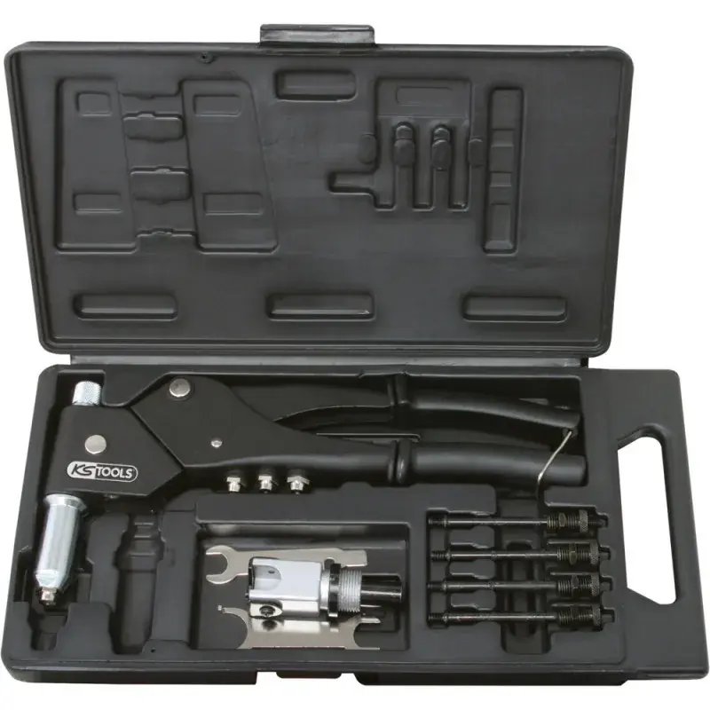 Prix Cassé Coffret de pinces à rivets, écrous aveugles (insert) et chevilles Tête pivotante à 360° KS TOOLS 150.9610