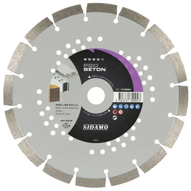 Promotion Saisonnière Disque Diamant à segment 230 mm PRO BETON Tronçonnage béton SIDAMO 11130004