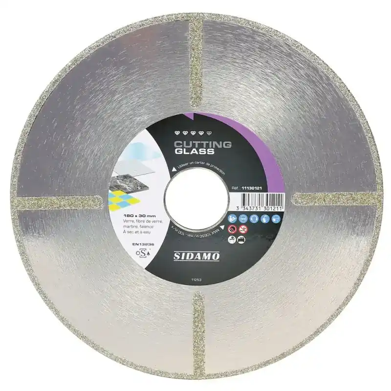 Bon Plan Disque Diamant et Carbure à couronne continue 180 mm CUTTING GLASS SIDAMO 11130121