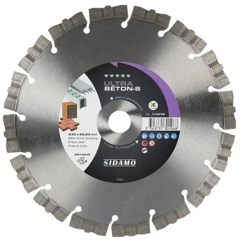 Disque Diamant à segment 230 mm ULTRA BETON Tronçonnage Béton SIDAMO 11130106 Prix Bas