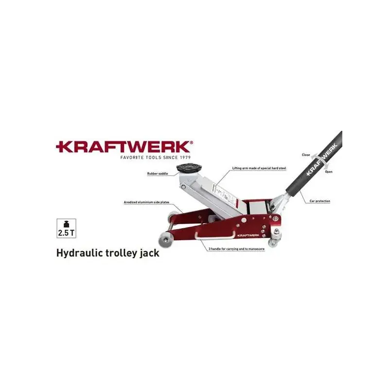Retour Gratuit Cric rouleur de garage aluminium et acier 2,5 Tonnes Bas KRAFTWERK 3981-NE
