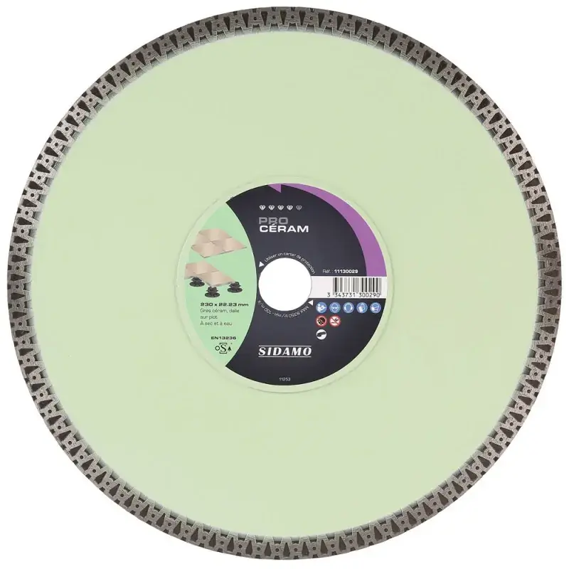 Promotion Disque Diamant et Carbuure à coronne continue 230 mm PRO CERAM SIDAMO 11130029