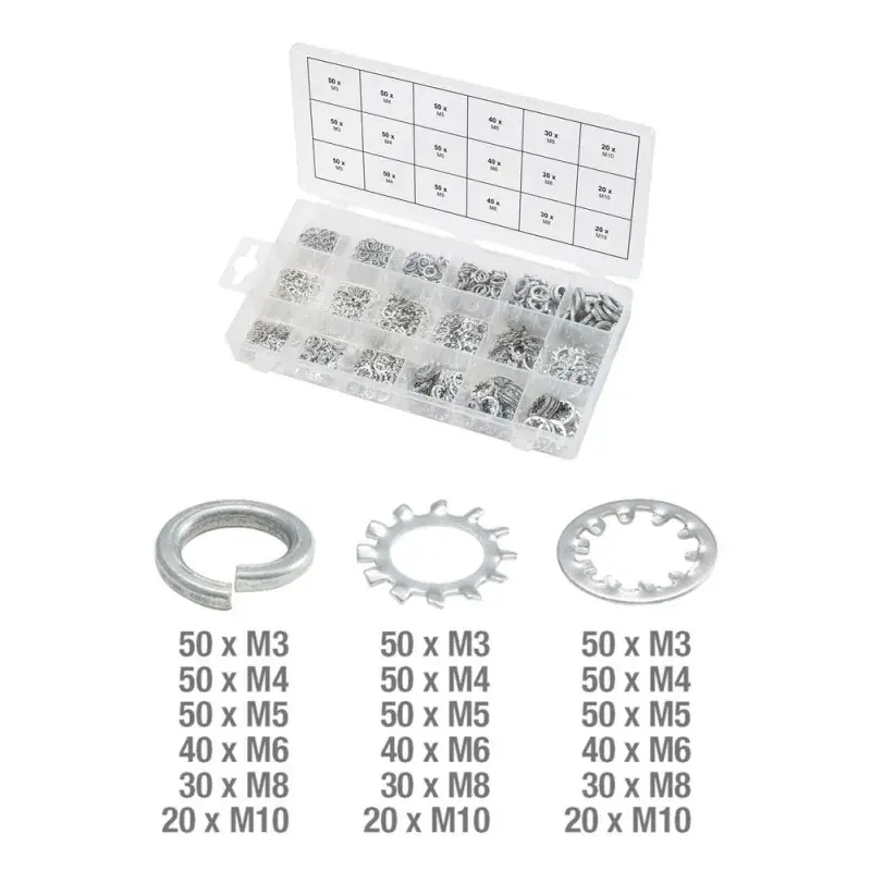 Assortiment de rondelles et de rondelles dentées 720 pièces KS TOOLS 970.0240 Usine Directe