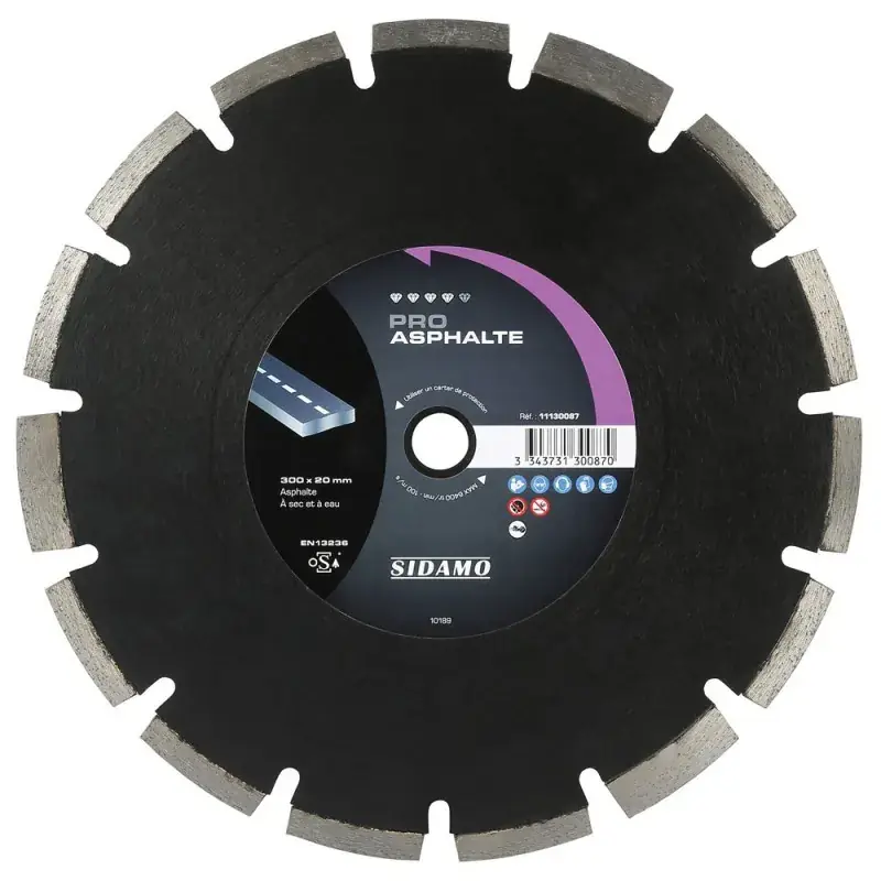 Disque diamant à segment 300 mm PRO ASPHALTE SIDAMO - Alésage 20 mm 11130087 Livraison Express