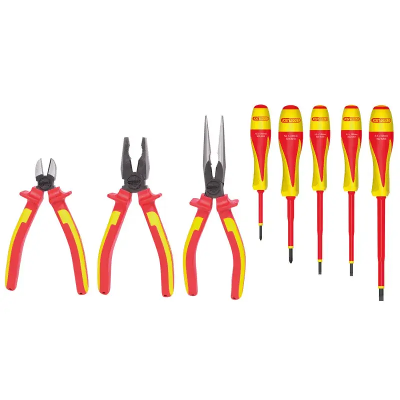 Jeu de 3 pinces et 5 tournevis Isolés 1000v KS TOOLS 117.1105 Populaire