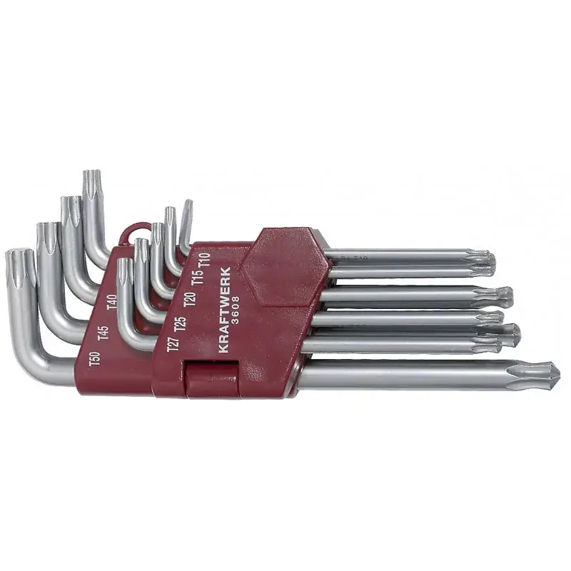 Jeu de 9 Clés Torx à Tête spherique KRAFTWERK 3608 Top Vente