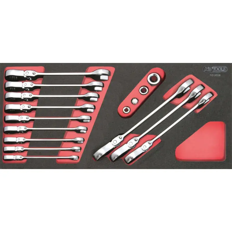 Promotion Module de clés mixtes à cliquet à tête inclinable à verrouillage GEARplus avec adaptateurs, 16 pcs KS TOOLS 713.2028