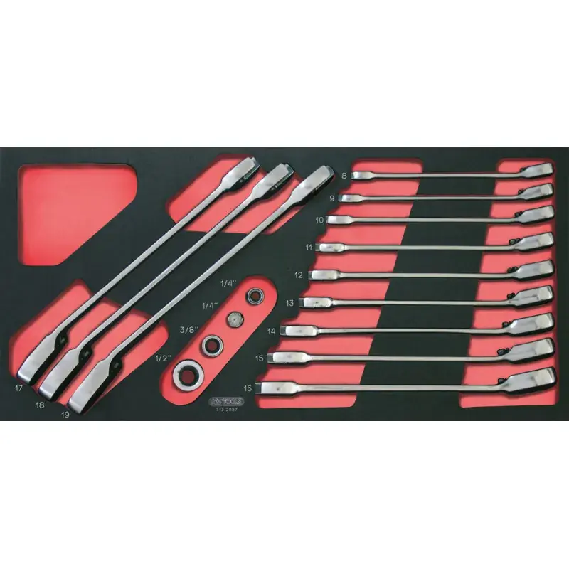 Module de clés mixtes à cliquet réversible GEARplus avec adaptateurs, 16 pièces KS TOOLS 713.2027 Commander Maintenant