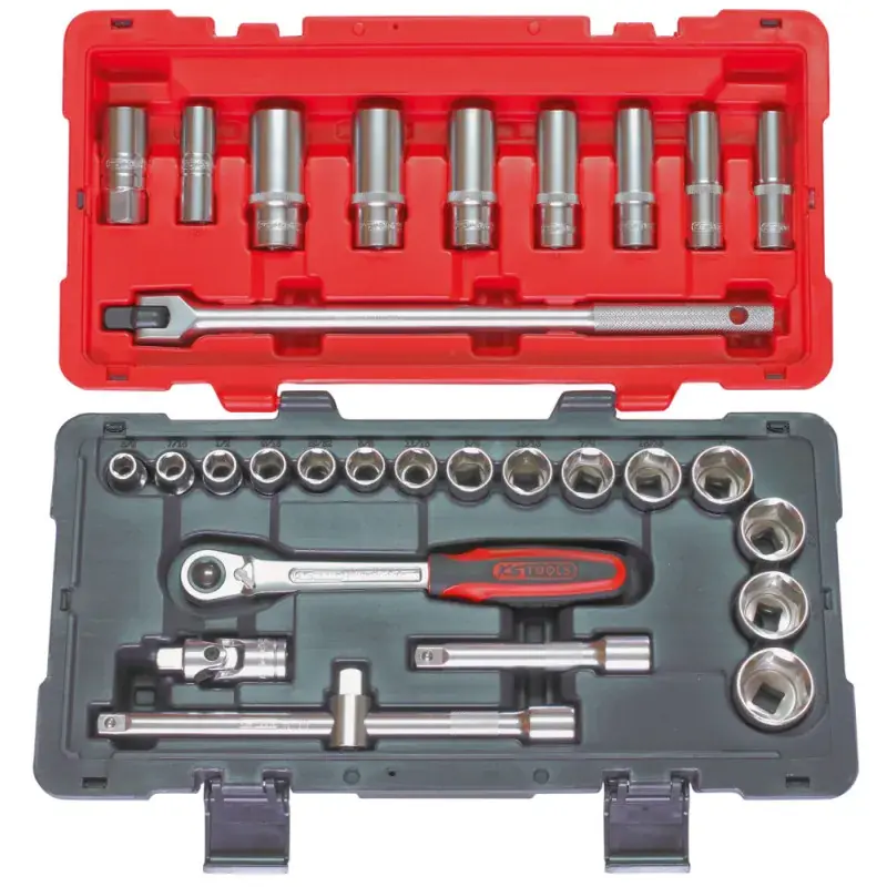 Nouvel Arrivage Coffret de douilles et accessoires en pouces ULTIMATE 1/2‘‘, 30 pièces KS TOOLS 922.0630