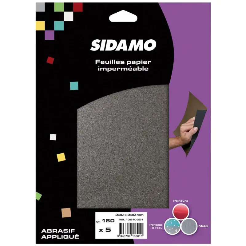 Commander Vite Lot de 5 feuilles de papier imperméable 230x280mm Grain 320 à 600 - SIDAMO