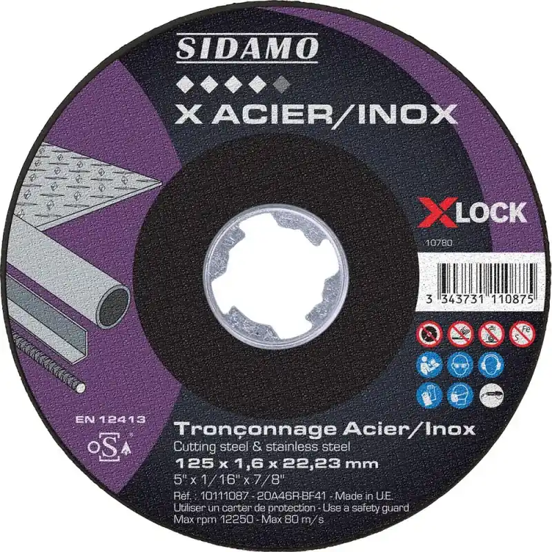 Dernière Chance Lot de 25 disques X ACIER INOX 125mm Ales.22.23mm – SIDAMO 10111087