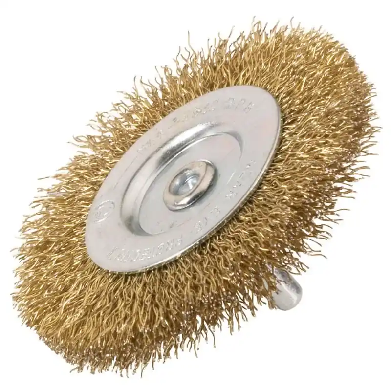 Remise Brosse circulaire sur tige de 6mm à fils ondulées laitonnés Ø50 à 100mm - SIDAMO