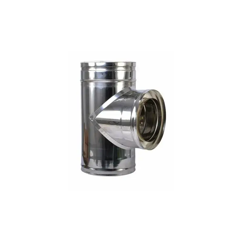 Prix Bas Té avec tampon simple paroi inox 304 pour fuel intérieur Ø125 à 300mm - SOVELOR