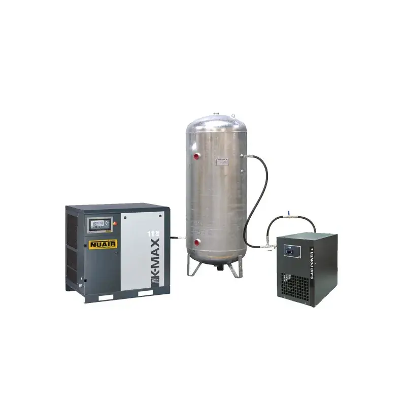 Compresseur d‘air à vis 15 CV, 500 L, 400 V tri + sécheur, 10 bar, NUAIR 251610POGNU Produit De Marque