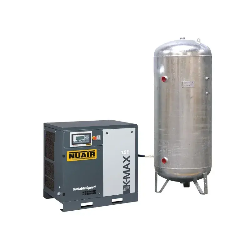 Retour Gratuit Compresseur d‘air à vis 10 CV, réservoir 500 L vertical galvanisé, 400 V tri, pression 10 bar, débit 66 m3/h NUAIR 251109CGNU