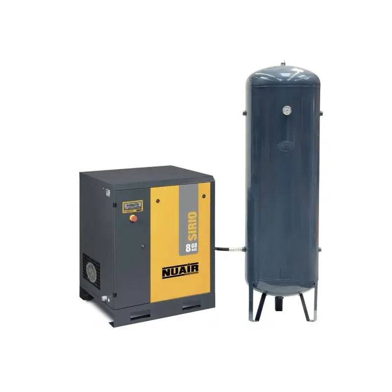 Compresseur d‘air à vis 15 CV, Réservoir 500 L vertical, pression 10 bar, débit 90 m3/h, 400 V tri NUAIR 245510CNU Meilleur Prix