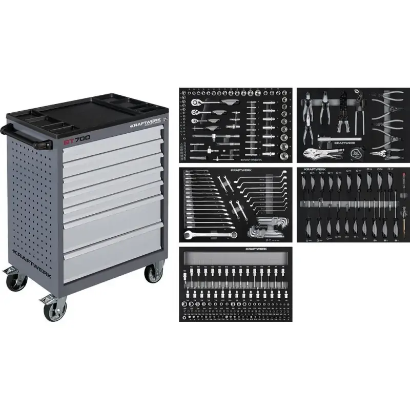 Quantité Limitée Servante d‘atelier 7 tiroirs BT700 avec 274 outils KRAFTWERK 102.117.106