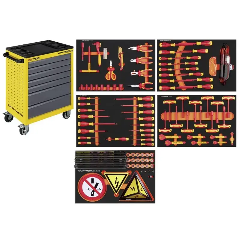 Servante d‘atelier 7 tiroirs BT700 avec 103 outils VDE KRAFTWERK Offre Exclusive