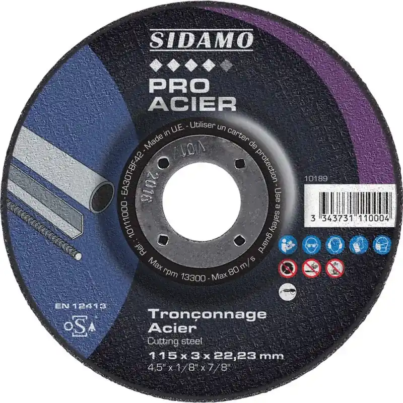 Authentique LOT DE 25 DISQUES TRONÇONNAGE PRO ACIER 115 mm – SIDAMO