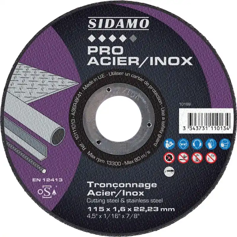 Super Prix LOT DE 25 DISQUES PRO ACIER INOX 115mm EP. 1,6 ALES.22.23MM MOYEU PLAT - SIDAMO