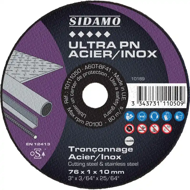 Achat Immédiat Lot de 50 disques ULTRA PN acier inox 76mm ales.10mm ep 1 mm – SIDAMO