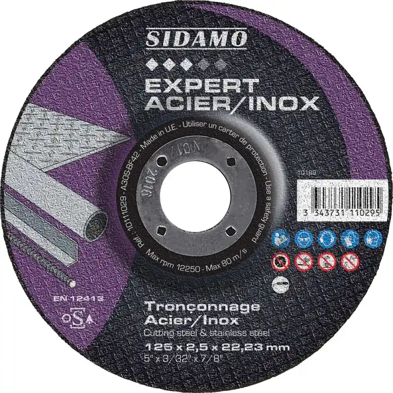 Top Vente LOT DE 25 DISQUES EXPERT ACIER INOX 125MM MOYEU DÉPORTÉ- SIDAMO