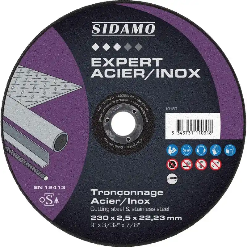 LOT DE 25 DISQUES EXPERT ACIER INOX 230 MM MOYEU DÉPORTÉ- SIDAMO Achetez Aujourd'hui
