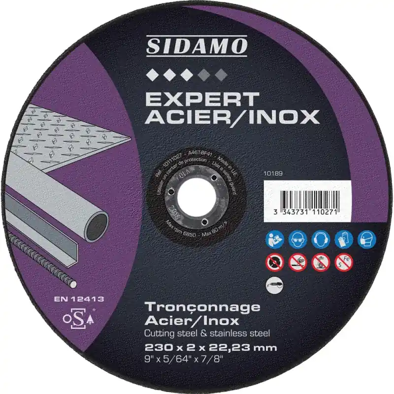 Achat Immédiat LOT DE 25 DISQUES EXPERT ACIER INOX 230MM MOYEU PLAT – SIDAMO