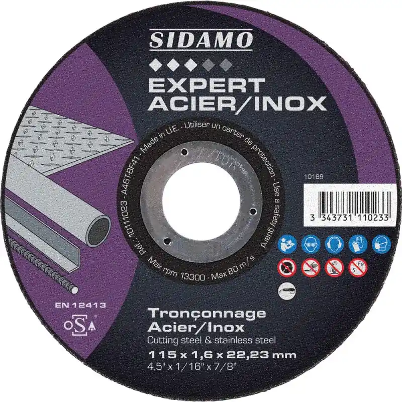 LOT DE 25 DISQUES EXPERT ACIER INOX 115MM MOYEU PLAT - SIDAMO Prix Bas