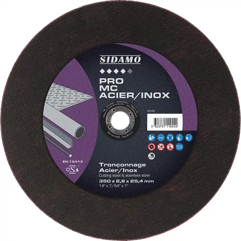 Marque LOT DE 10 DISQUES PRO MC ACIER INOX 350MM ALES 25.4MM - SIDAMO