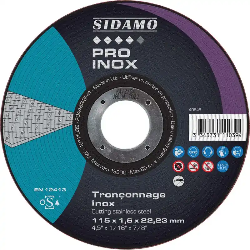 LOT DE 25 DISQUES PRO INOX 115MM ALÉS. 22.23MM - SIDAMO Marque