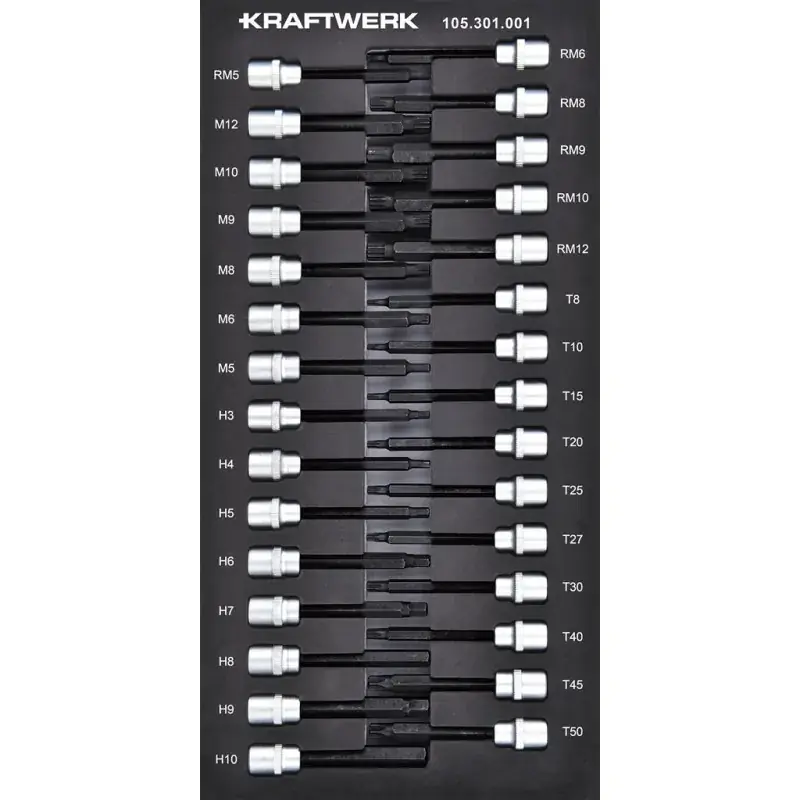 Meilleure Vente Module de douilles embouts 3/8", TX, Multi-dents, Ribe - BASIC LINE, 30 pièces, 40x20 - KRAFTWERK 105.301.001