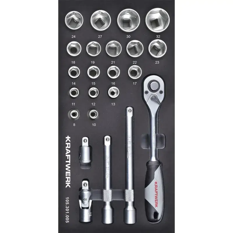 Module de douilles 1/2&Prime; BASIC LINE, 23 pièces, 40×20 – KRAFTWERK 105.301.005 Top Vente