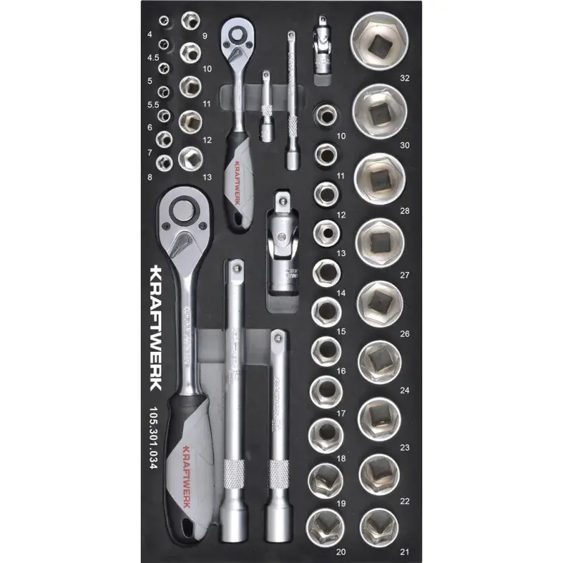 Expédition Rapide Module de douilles 1/4&Prime; + 1/2&Prime; BASIC LINE, 40 pièces, 40×20 – KRAFTWERK 105.301.034