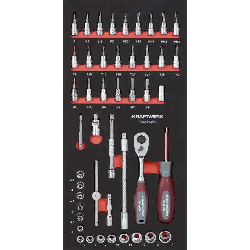 Module de douilles 1/4&Prime; PRO LINE, 46 pièces, 40×20 – KRAFTWERK 105.401.001 Prix Promo