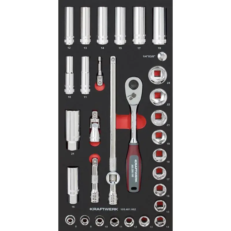 Super Prix Module de douilles 3/8" PRO LINE, 32 pièces, 40x20 - KRAFTWERK 105.401.002